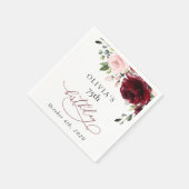 Serviette En Papier Fleurs Bourgognes, Fleurs Roses, Boho, Anniversair (Coin)