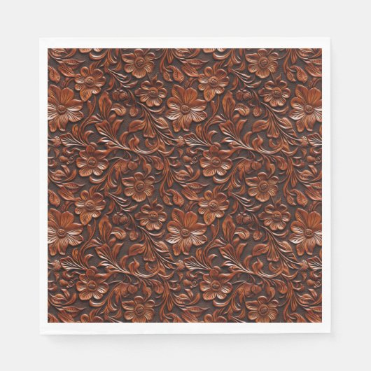 Serviette En Papier Fleurs Brown chaudes (Devant)