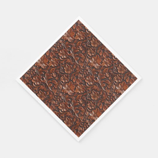 Serviette En Papier Fleurs Brown chaudes (Coin)