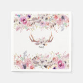 Serviette En Papier Fleurs & Cerfs Antlers Mariage Rustique Événement (Devant)