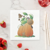 Serviette En Papier Fleurs citrouilles Et Abeilles (En situation)