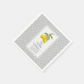 Serviette En Papier Fleurs Citrus citron gris jaune Mariage blanc (Coin)