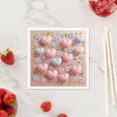 Serviette En Papier Fleurs Coeurs Cocktail serviettes (En situation)