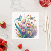 Serviette En Papier Fleurs, cœurs et papillons (En situation)