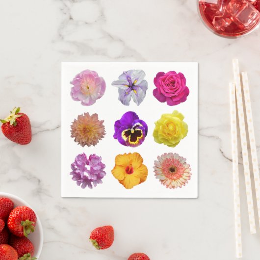 Serviette En Papier Fleurs colorées (En situation)