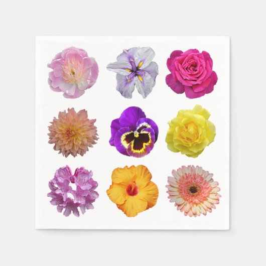 Serviette En Papier Fleurs colorées (Devant)