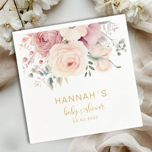 Serviette En Papier Fleurs colorées, Baby shower