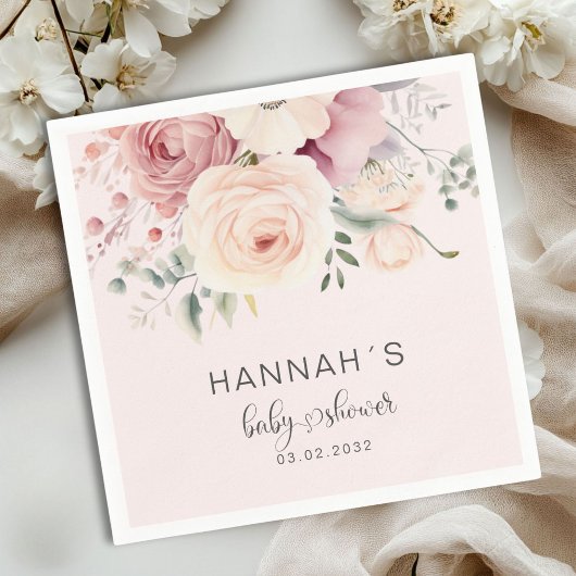 Serviette En Papier Fleurs colorées, Baby shower