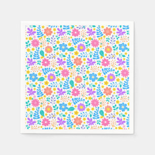 Serviette En Papier Fleurs colorées dans étoiles scintillantes motif