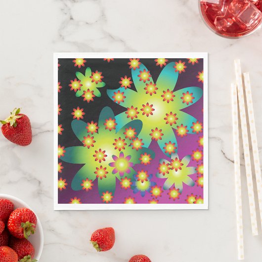 Serviette En Papier Fleurs colorées rétro