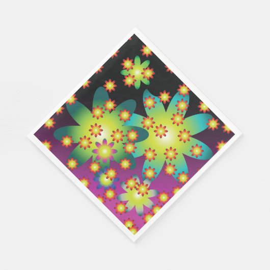 Serviette En Papier Fleurs colorées rétro (Coin)