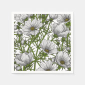 Serviette En Papier Fleurs cosmos blanches (Devant)