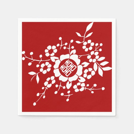 Serviette En Papier Fleurs coupées en papier ・ Double Bonheur (Devant)