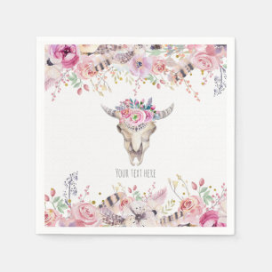 Serviette En Papier Fleurs & Crâne de Vache Glamour Rustique de Campag