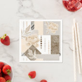 Serviette En Papier Fleurs crème sur fond blanc (En situation)