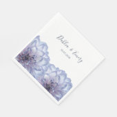 Serviette En Papier Fleurs Dahlia bleu bleu blanc mariage (Coin)