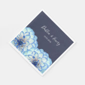 Serviette En Papier Fleurs Dahlia bleu marine bleu foncé mariage (Coin)