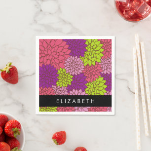 Serviette En Papier Fleurs Dahlia, Fleurs Colorées, Votre Nom