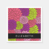 Serviette En Papier Fleurs Dahlia, Fleurs Colorées, Votre Nom (Devant)