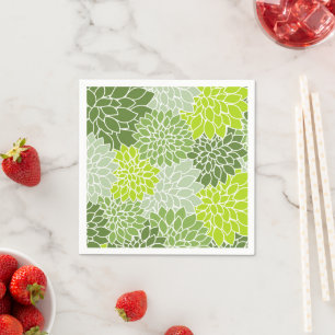 Serviette En Papier Fleurs Dahlia, Motif De Fleurs, Dahlia Verte