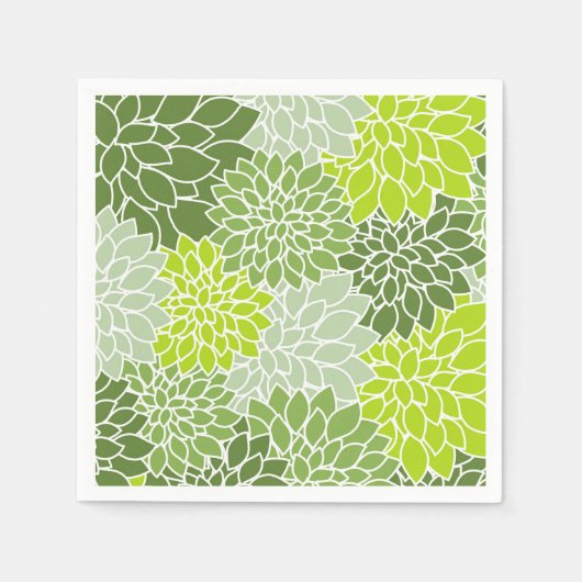 Serviette En Papier Fleurs Dahlia, Motif De Fleurs, Dahlia Verte (Devant)