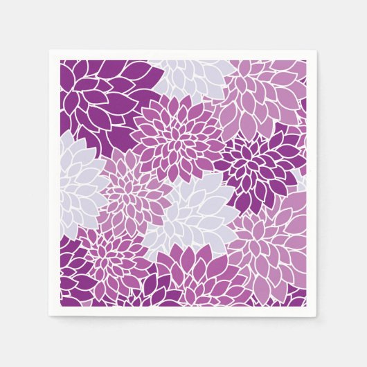 Serviette En Papier Fleurs Dahlia, Motif De Fleurs, Dahlia Violet (Devant)