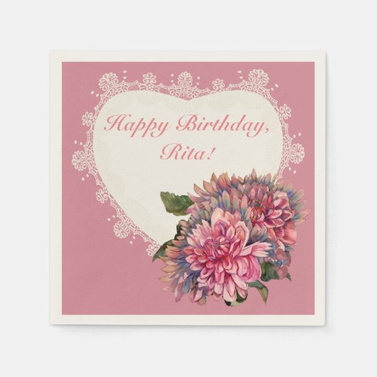 Serviette En Papier fleurs dahlias (Devant)