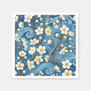 Serviette En Papier Fleurs d'amandier de style Van Gogh