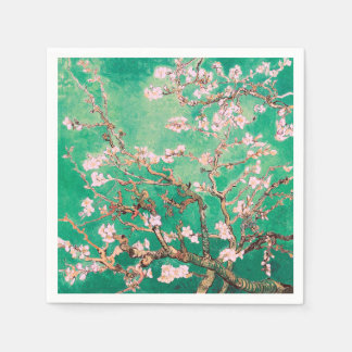 Serviette En Papier Fleurs d'amandier de Van Gogh vertes