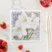 Serviette En Papier Fleurs d'Amaryllis Blancs (En situation)