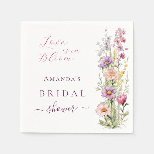 Serviette En Papier Fleurs d'amour rose violet Baby Shower (Devant)