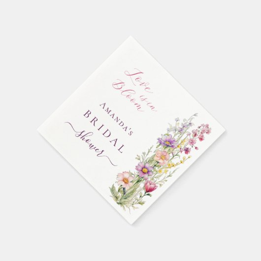 Serviette En Papier Fleurs d'amour rose violet Baby Shower (Coin)