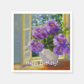 Serviette En Papier Fleurs dans la fenêtre