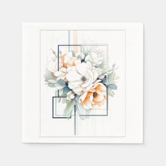 Serviette En Papier Fleurs dans un cadre cubique : Serviettes de maria