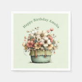Serviette En Papier Fleurs dans un pot Cozy Shabby Cute Anniversaire (Devant)