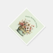 Serviette En Papier Fleurs dans un pot Cozy Shabby Cute Anniversaire (Coin)