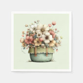 Serviette En Papier Fleurs dans un pot Cozy Shabby Mignon (Devant)