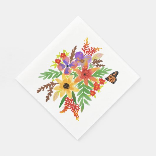 Serviette En Papier Fleurs d'aquarelle 02 Papier de déjeuner serviette (Coin)