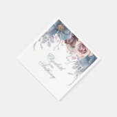 Serviette En Papier Fleurs d'aquarelle bleu et mauve Dusty (Coin)
