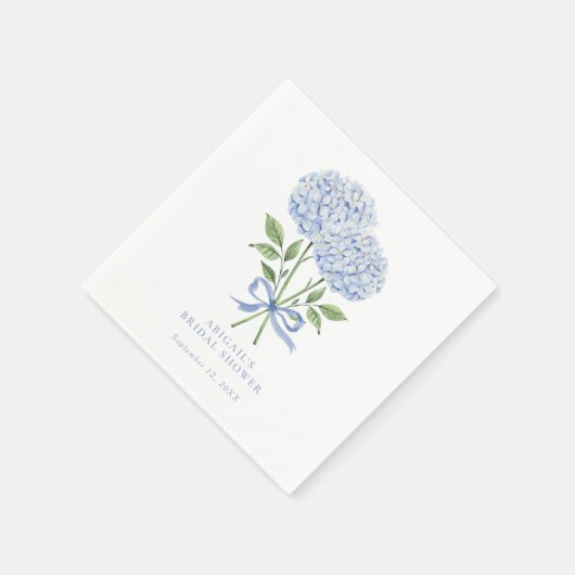 Serviette En Papier Fleurs d'aquarelle bleu Hydrangea avec cou (Coin)
