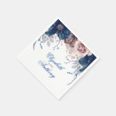 Serviette En Papier Fleurs d'aquarelle bleu marine et mauve (Coin)