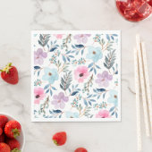 Serviette En Papier Fleurs d'aquarelle bleu Pastel (En situation)