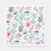 Serviette En Papier Fleurs d'aquarelle bleu Pastel (Devant)