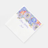Serviette En Papier Fleurs d'aquarelle bleue Anniversaire (Coin)