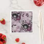 Serviette En Papier Fleurs d'aquarelle bordeaux. (En situation)