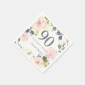 Serviette En Papier Fleurs d'aquarelle botanique 90e anniversaire (Coin)