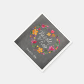 Serviette En Papier Fleurs d'aquarelle couronne de coeur | gris tablea (Coin)