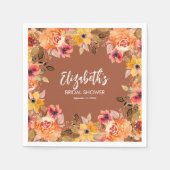 Serviette En Papier Fleurs d'aquarelle d'automne en terre cuite (Devant)