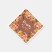 Serviette En Papier Fleurs d'aquarelle d'automne sur terre cuite (Coin)