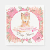 Serviette En Papier Fleurs d'aquarelle de renard doux Baby shower serv (Devant)
